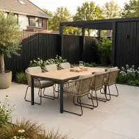 LUX outdoor living Delta/Tulum Sahara Dust dining tuinset | 6 personen | teakhout + touw | 220cm