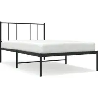 vidaXL Bedframe met hoofd- en voeteneinde metaal zwart 135x190 cm