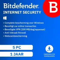 Bitdefender Internet Security - 12 maanden/5 apparaten - Nederlands - Windows download
