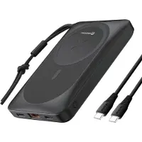 Swissten Powerbank Geschikt voor Magsafe - 10.000 mAh - Draadloos opladen - USB & USB-C - Geschikt voor iPhone 12/13/14/15/16/17 - Zwart