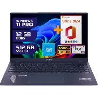 GMR - Ultrasnelle 15.6" Laptop - Stijlvol Design - Intel N95 - 12GB Werkgeheugen - 512GB Opslag - Windows 11 Pro + Office 2024 Pakket