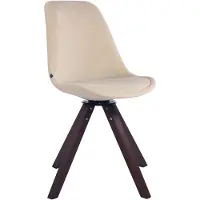 CLP Troyes Eetkamerstoel - Vierkant frame - Fluweel creme walnoot