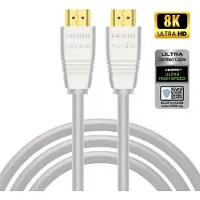 NÖRDIC HDMI-520A HDMI naar HDMI kabel - Gecertificeerd - HDMI2.1 - 8K60Hz - 48Gbps - Vergulde connectoren - 2m - Wit