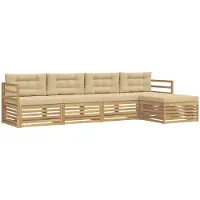 vidaXL Buiten bank set 5 st Wit en Beige Polyester