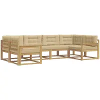 vidaXL Buiten bank set met kussen 6 pcs Wit en Beige