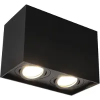 EDO Opbouwspot 2x GU10 rechthoek incl. fitting (Zwart, 12.5cm hoog)