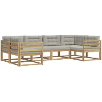 vidaXL Buiten bank set met kussen 6 pcs Wit en Lichtgrijs