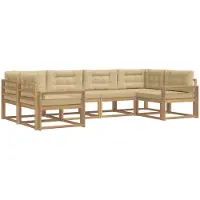 vidaXL Buiten bank set met kussen 6 pcs Wit en Beige