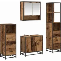 vidaXL Badkamermeubel Set 4 st Oud Hout 65 x 33 x 60 cm Bewerkt hout