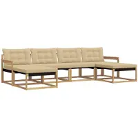 vidaXL Buiten bank set 6 st Wit en Beige