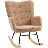 Aosom Schommelstoel Retro Teddy Fleece - Bruin - 92 x 71 x 101 cm