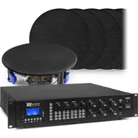 Power Dynamics 6-zone Bluetooth geluidsinstallatie van - 12 zwarte plafondspeakers + 360W versterker