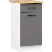 Akord Keukenkast modulaire OLIWIA S40 met Verkblad / Onderkast met 1 Deur en 1 Lade / Furniture Factory / Wit - Grafietgrijs / 40 x 85 x 46 cm