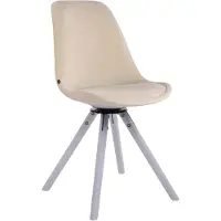 CLP Essstoel Troyes, fluweel, rond, draaibaar, met ronde houten poten, crème kleurig frame, witte kleur