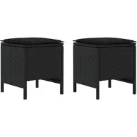 vidaXL Tuin Voetenbank met kussen 2 Stuk Zwart 38 x 38 x 45 cm PE Riet