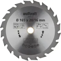 Wolfcraft - Cirkelzaagblad 165x20mm - 20 Tanden - Zaagblad voor Cirkelzaag - Serie groen - 6365000