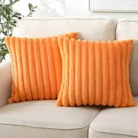 OKWISH - Fluwelen Kussensloop- Oranje - Kussenslopen 45 X 45 Cm - Set Van 2 - Kussenhoes - Kussenhoezen - Sierkussens - Pluche Stof