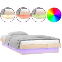 vidaXL Bedframe LED massief hout 90x200 cm