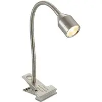 LINDBY Klemlamp Djamila, alu / grijs / zink, Werkkamer / Kantoor, metaal, Modern, Klemlamp