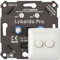 Lybardo ITEC 2 x 0-75W Pro LED Duo Dimmer - Fase Afsnijding - Universeel - Elektronische zekering - Compleet met gratis afdekraam