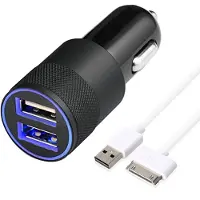 MMOBIEL High Speed Autolader Oplaad Adapter (ZWART) - 2 USB Poorten 2.1A + 1.0A - incl. 30 Pins Kabel (WIT)