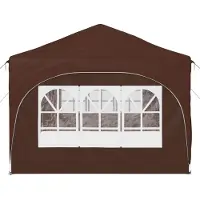 vidaXL Opklapbare partytent, 575 x 288 x 245 cm, bruin, Oxford-stof