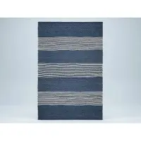 OZAIA Handgeweven jute tapijt KOCHI - 200 x 290 cm - Donkerblauw en wit