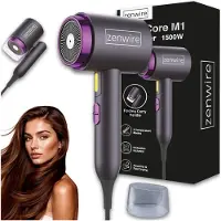 Zenwire Reisföhn ShineCore M1 1500W met Ionisatie - Opvouwbare Mini Haardroger, Compacte Föhn voor Reizen, Vakantie & Sportschool, Lichtgewicht, Temperatuurregeling, Concentrator Mondstuk, Zwart-Paars