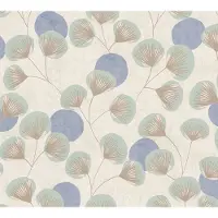A.S. Création WATERLELIE BEHANG | Abstract bladmotief - Blauw Grijs - Nordic Feeling