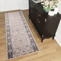 Tapiso Colorado Tapijt Loper Lichtbeige Bloemenprint Woonkamer Slaapkamer Hal Maat - 80x450