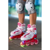 Raven Lia Pink 3-in-1 Kinderrolskaten Maat 27-30 met LED Wiel