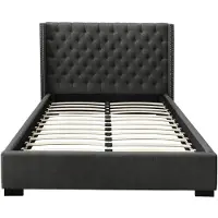 Vente-unique Bed MASSIMO gewatteerd hoofdeinde - 180 x 200 cm - Stof grijs