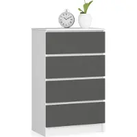 Akord Ladekast K60 met 4 Lades / Furniture Factory / Wit - Grafietgrijs / 60 x 99 x 40 cm