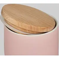 Springlane Keramische voorraadpotten met houten deksel Sweet Scandi rubber hout deksel opslagcontainers, levensmiddelen opslagcontainers - 1x Rosa: 10x9cm