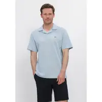 Lacoste Heren Polo's & T-shirts Classic Fit Open Neck Cotton Linen Blend Polo - Lichtblauw - Maat XXL