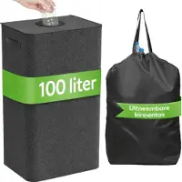 Ceruzo Statiegeld Container – 100L – Met Uitneembare Lege Flessentas – Opvouwbaar – Zwart