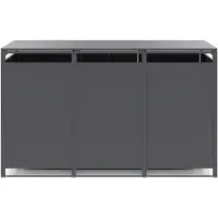 Vente-unique Afvalcontainerberging van gegalvaniseerd staal antracietgrijs - 0,6 mm - 3 afvalbakken van 240L - L200 x D80 x H116 cm - LOKAFA