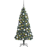 vidaXL Kunstmatige Voorverlichte Kerstboom Groen 180 cm PET
