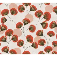 A.S. Création WATERLELIE BEHANG | Abstract bladmotief - Meerkleurig Rood - Nordic Feeling