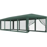 vidaXL Partytent met 8 mesh-zijpanelen, groen, 4x4 meter, HDPE