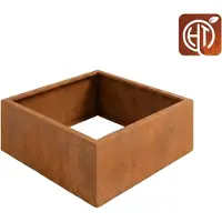 HetTuinstel.nl Cortenstaal plantenbak 100x100x40cm - Zonder bodem