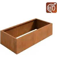 HTDesign (Het Tuinstel) Cortenstaal plantenbak 200x100x50cm - Zonder bodem -