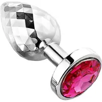 PLGZ - Diamond Facets Anaal Plug - Zilver met Roze Siersteen
