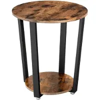 Begryf - Bijzettafel - rustiek bruin/zwart - rond - met onderplank - 50x57 cm