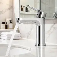 Auralum Max Wastafelkraan - Badkamerkraan - Warm & Koud - RVS - Opbouw - Badkamer Kraan - Waterbesparend - Chroom