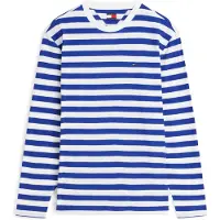 Tommy Hilfiger Shirt 'Tommy Flag Stripe Long Sleeve' kobaltblauw / wit