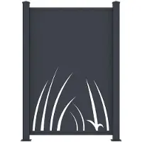 Vente-unique Aluminium schutting met uitgesneden plantenmotief - Startkit - H164 x B118 cm - Antraciet - BRAMENO