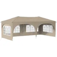 vidaXL Opklapbare feesttent 575 x 288 x 245 cm, crème kleur, Oxford-stof