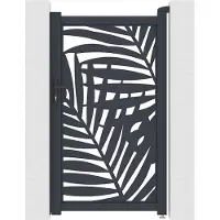Vente-unique Tuinpoort van aluminium met tropisch motief in lasersnijwerk - L103 x H180 cm - Antraciet - TOGIRO L 103 cm x H 176 cm x D 4.6 cm
