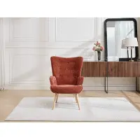 Vente-unique Fauteuil in gestructureerde terracottakleurige stof VATELY